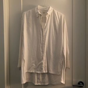 White linen button down shirt